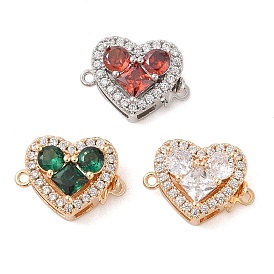 Латунные застежки для стеклянных коробок с микропаве и прозрачным цирконием, без кадмия, без никеля и без свинца, сердце