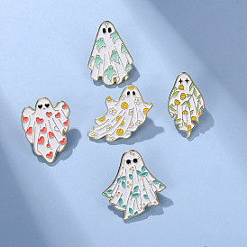 Adorable Ghost Cartoon Enamel Pin - Halloween Alloy Brooch Badge