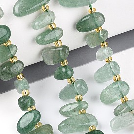 Натуральный зеленый клубника кварц бисер нити, самородки, Топ пробуренной, упавший камень, с бисером