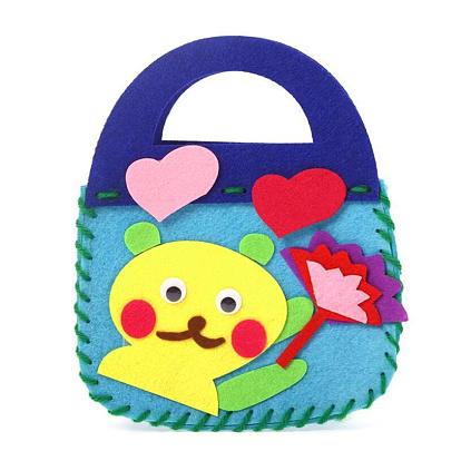 Non Woven Fabric Embroidery Needle Felt Sewing Craft of Pretty Bag Kids, Felt Craft Sewing Handmade Gift for Child Meet Best, Bear