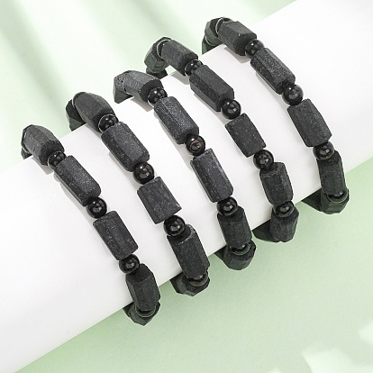 Натуральные турмалиновые бусины, эластичные браслеты для женщин и мужчин, колонка и круглый