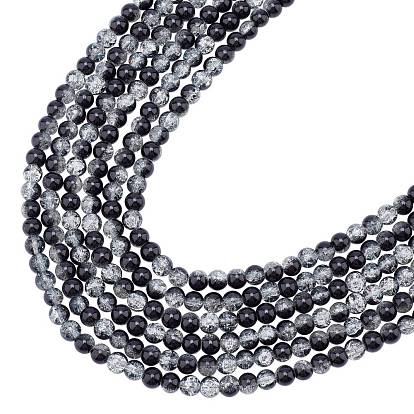 Transparent Two Tone Crackle Glass Bead Strands, Round