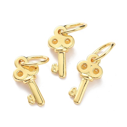 Brass Pendants, with Jump Ring, Cadmium Free & Lead Free, Long-Lasting Plated, Key