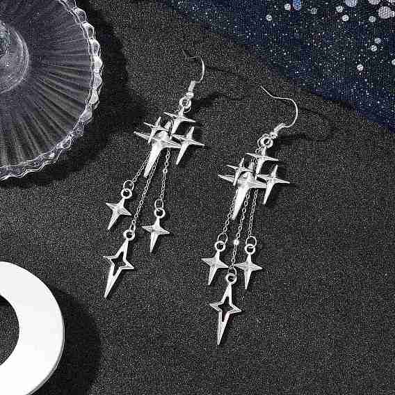 Латунные серьги с подвесками в виде звезд, со сплавом