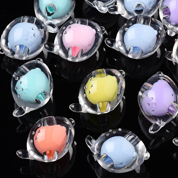 Transparent Acrylic Beads, Bead in Bead, Lemon