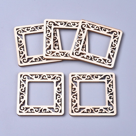 Poplar Wood Linking Rings, Laser Cut Wood Shapes, Square