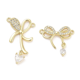 Покрытие стойки латунь проложить прозрачный кубический цирконий бант соединитель подвески, долговечный, без свинца и без кадмия