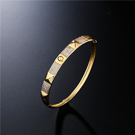 Gold Plated Bracelet with Micro Inlaid Zircon Stones for Women