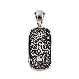 Retro 304 Stainless Steel Big Pendants, Oval with Cross Charm