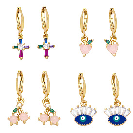 Colorful Mini Fruit Earrings with Cross and Eye Charms