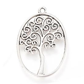Alloy Pendants, Oval with Tree, Cadmium Free & Lead Free