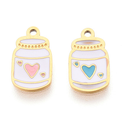 304 из нержавеющей стали шармы эмали, ионное покрытие (ip), бутылка с подвеской в виде сердца, реальный 14 k позолоченный