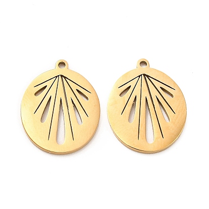 Ion Plating(IP) 304 Stainless Steel Pendants, Oval Charm