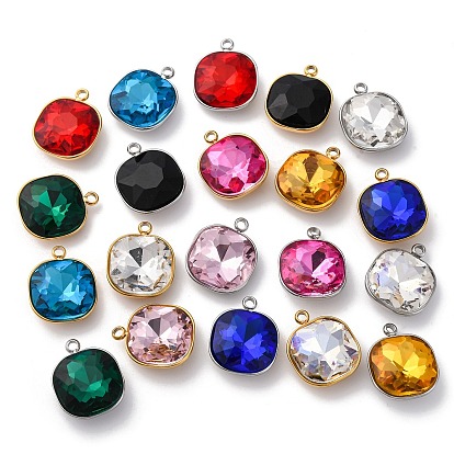 304 из нержавеющей стали горный хрусталь подвески, квадратных амулеты