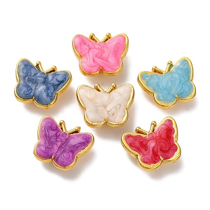 Подвески из латуни с покрытием стойки и искусственным жемчугом из АБС-пластика, без свинца и без кадмия, долговечный, бабочки прелести