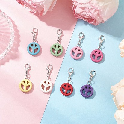 Подвеска в виде знака мира из синтетической бирюзы, с цинковым сплавом застежками омаров коготь