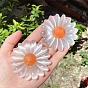 Natural Selenite Daisy Sculpture, for Home Office Desk Decoration