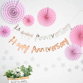 Mirror Paper Happy Anniversary Banner, for Wedding Company Anniversary Party Background Decoration