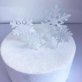 Primeros de la torta de acrílico, pastel tarjetas insertadas, decoraciones temáticas navideñas, copo de nieve