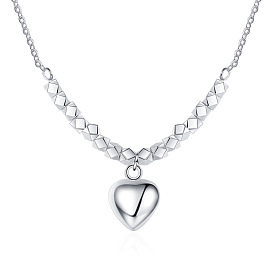 Minimalist Heart-Shaped Square Necklace with Shimmering Waves for Women