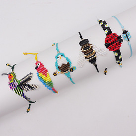 Bohemian MIYUKI Beaded Bracelet with Insect Parrot Pattern for Women