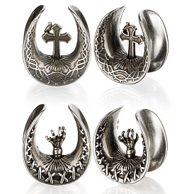 U-образные ушные туннели из латуни и сплава, античное серебро