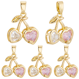 10подвески из латуни с микропаве из кубического циркония, вишня