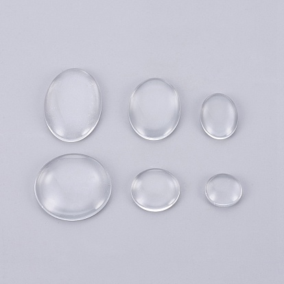 Transparent Glass Cabochons, Half Round/Dome and Oval
