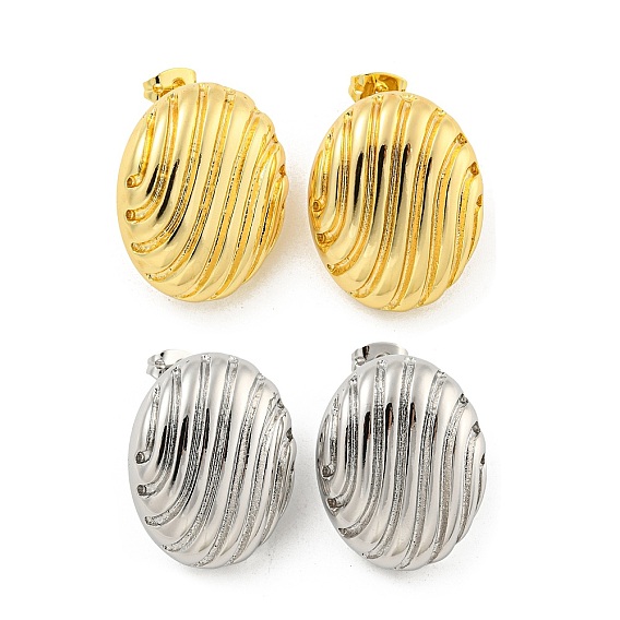 Серьги-гвоздики из латуни с реечным покрытием, долговечный, без свинца и без кадмия, овальные