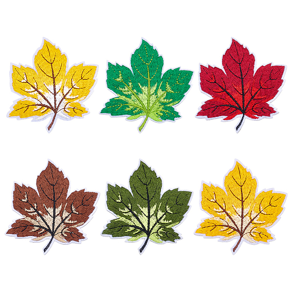 18 шт. 6 цвета вышитая тканевая нашивка с кленовым листом, компьютеризированная вышивка тканью утюжок на / шить на заплатках, аксессуары для костюма, аппликация