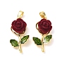Подвески латуни cmолы, роза, с эмалью, реальный 18 k позолоченный