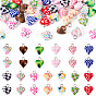 39 шт 13 цвета подвески из полимерной глины ручной работы, сердце, с платиновыми тоновыми железными петлями