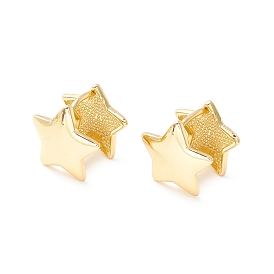 Brass Star Hoop Earrings for Women, Cadmium Free & Nickel Free & Lead Free