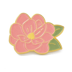 Camellia Flower Enamel Pin, Lovely Alloy Enamel Brooch for Backpacks Clothes, Golden