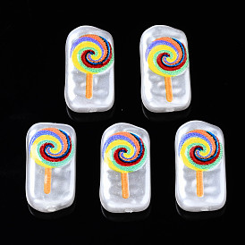 3D Printed ABS Plastic Imitation Pearl Beads, Rectangle with Lollipop