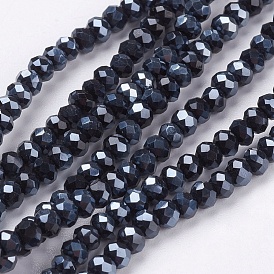 Electroplate Glass Bead Strands, Full Plated, Faceted, Rondelle