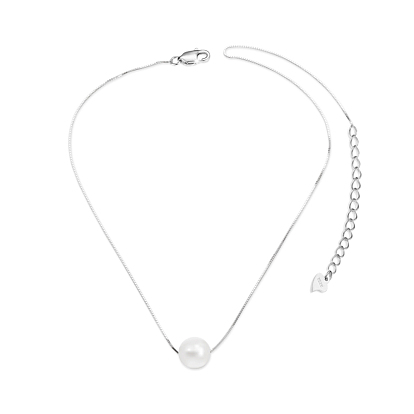 SHEGRACE Simple Design 925 Sterling Silver Necklace, with Shell Pearl Pendant, 15.7 inch