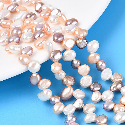 Нити из натурального культивированного пресноводного жемчуга, двух сторон полированной, Топ пробуренной