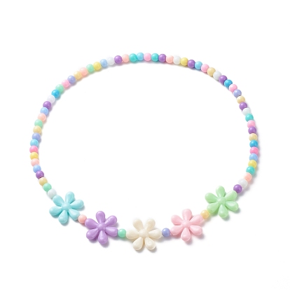 Flowers Opaque Acrylic Stretch Kid Necklaces