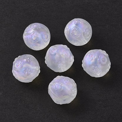 Perles acryliques transparentes, poudre de scintillement, ronde avec des fleurs