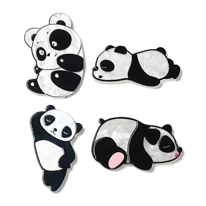 Printed Opaque Acrylic Cabochons, Panda