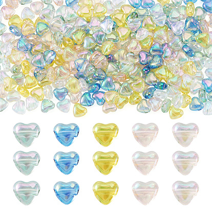 250 шт 5 цвета прозрачные акриловые бусины, AB цвет, сердце