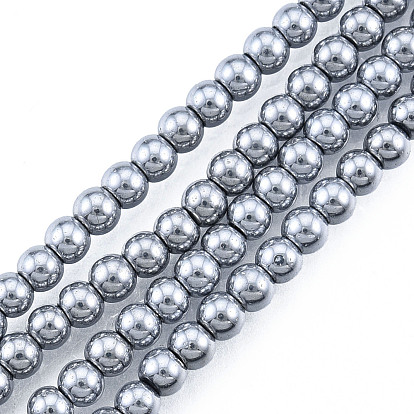 Electroplate Glass Beads Strands, Round