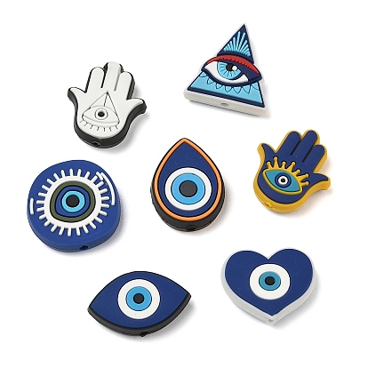 Evil Eye Theme Silicone Beads, Focal Beads