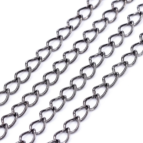 Brass Twisted Chains, Curb Chains, Soldered, with Spool, Lead Free & Cadmium Free, about 301.83 Feet(92m)/roll