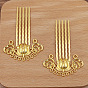 Flower Alloy Hair Comb Findings, with Iron Comb and Loop