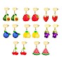 304 Stainless Steel Stud Dangle Earrings, Fruits, Stainless Steel Color & Golden