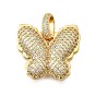 Латунные микро проложить кубического циркония подвески, бабочка, долговечный, без кадмия и без свинца, стойки покрытие, реальный 18 k позолоченный