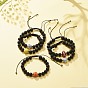 Natural Lava Rock & Acrylic Braided Bead Bracelet, Essential Oil Gemstone Jewelry for Men Women