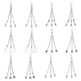 12 шт 6 стиль тибетский стиль сплав панцирная цепь кисточка большие подвески, перьевые подвески, капли, луна и лист